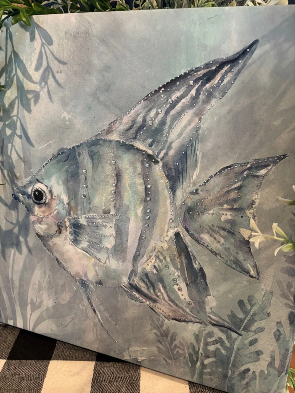 Blue Fish Canvas Art - Coastal Wall Decor - Picture 2 of 3